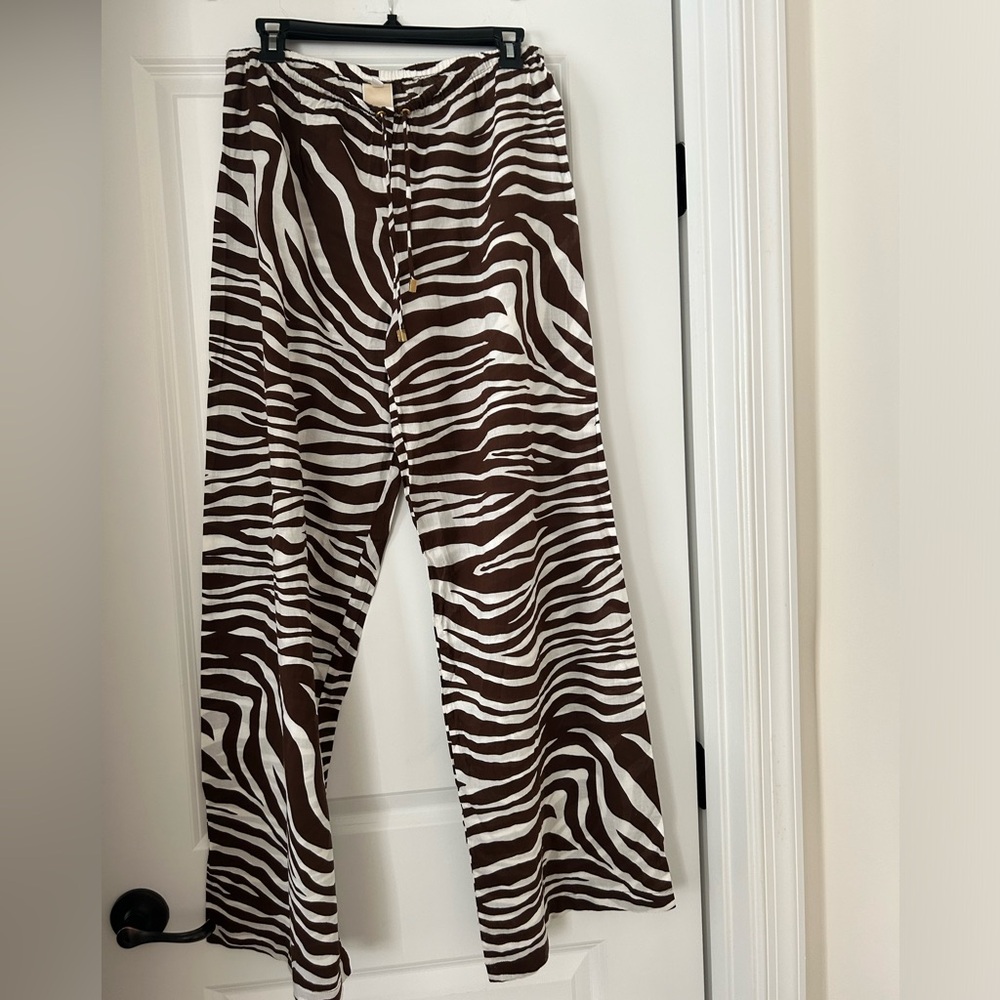 MK Brown & Tan Animal Print Drawstring Pants